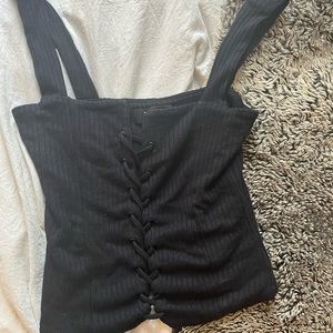 Reformation lace up ribbed crop top